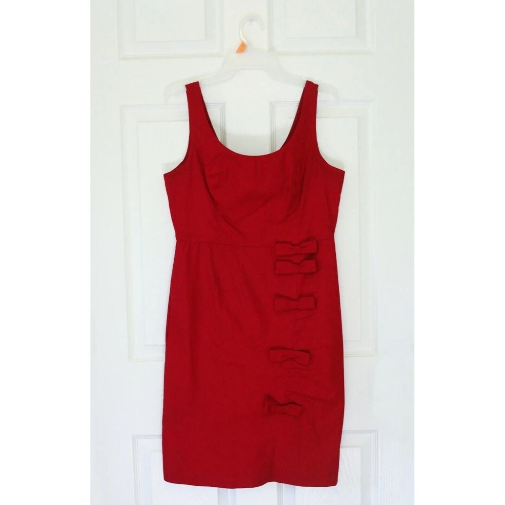 Anthropologie MOULINETTE SOEURS Sz 6 Red Cascading Bows Sleeveless A-line Dress